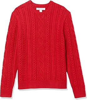 Amazon Essentials Mens Long-Sleeve 100% Cotton Fisherman Cable Crewneck Sweater
