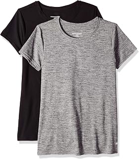 Amazon Essentials Women's Active Quick-Dry Tech-Stretch Short-Sleeve Sports, Gym And Workout Running Tops, Multipacks