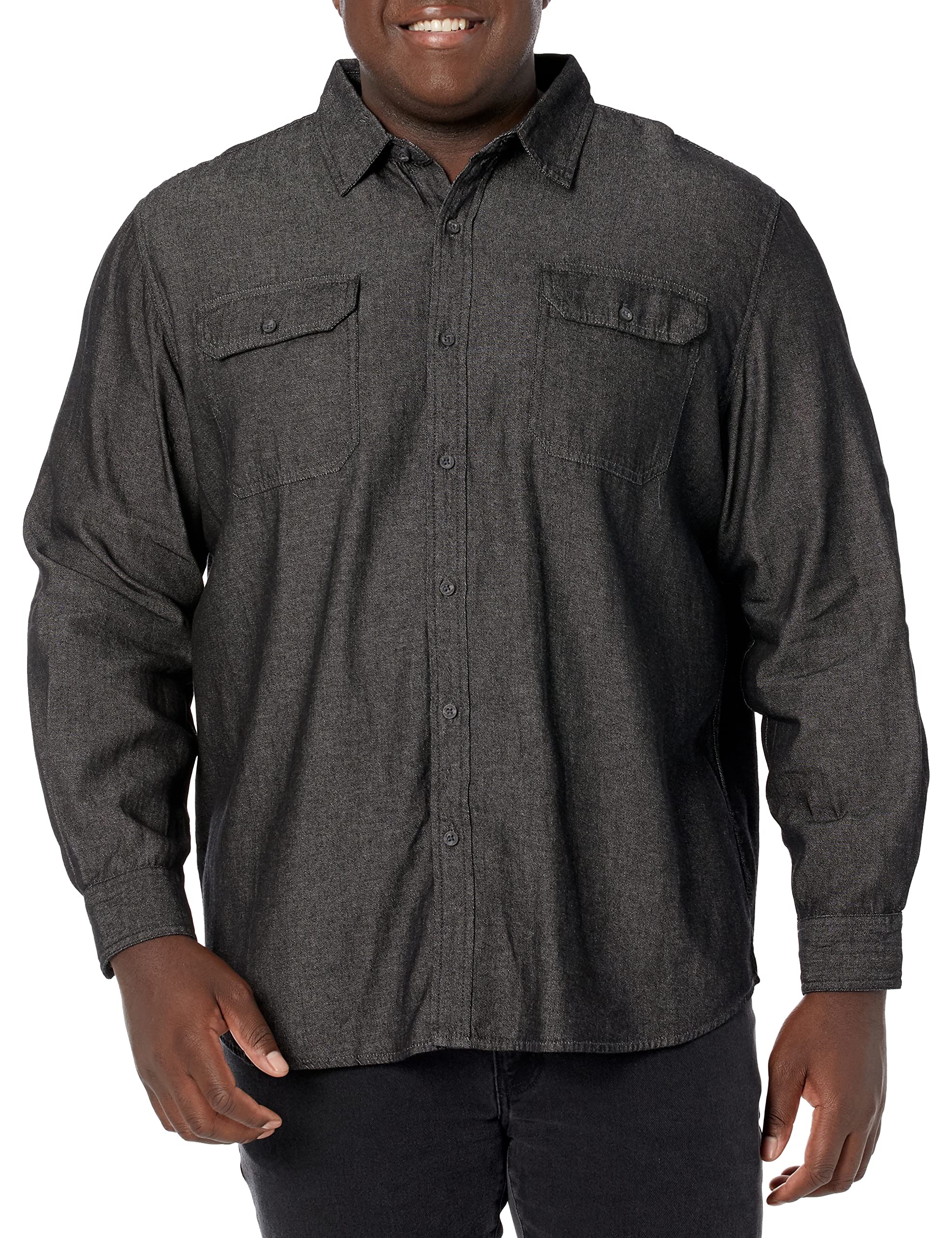 Wrangler Authentics Men's Long Sleeve Classic Woven Shirt, grey (grey marl)