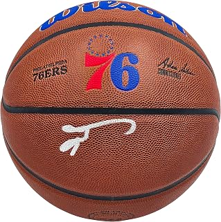 Allen Iverson Autographed Composite Leather Logo Basketball Beckett BAS Witness Stock #243643
