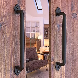 VivaLight 2 Pack 12" Diamond Tapered Barn Door Handle, Black Gate Pull | For Sliding Doors, Sheds, Fences, Closets, Garages, Indoor Outdoor Use, Heavy Duty Cast Iron, Interior and Exterior Doors