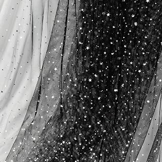 Homiest 1 Yard Glitter Tulle, Star Moon Sequin, 54" Wide Black | Polyester Mesh, Lightweight, Wrinkle-Resistant, Sparkles in Light, Easy Cut And Mold, for Weddings Tutu Skirts Veils Decor