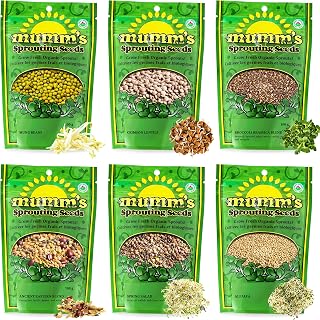 Mumm's Sprouting Seeds - Starter Sample Pack - 625 GR - Organic Sprout Seed Kit - Broccoli, Radish, Alfalfa, Mung Bean