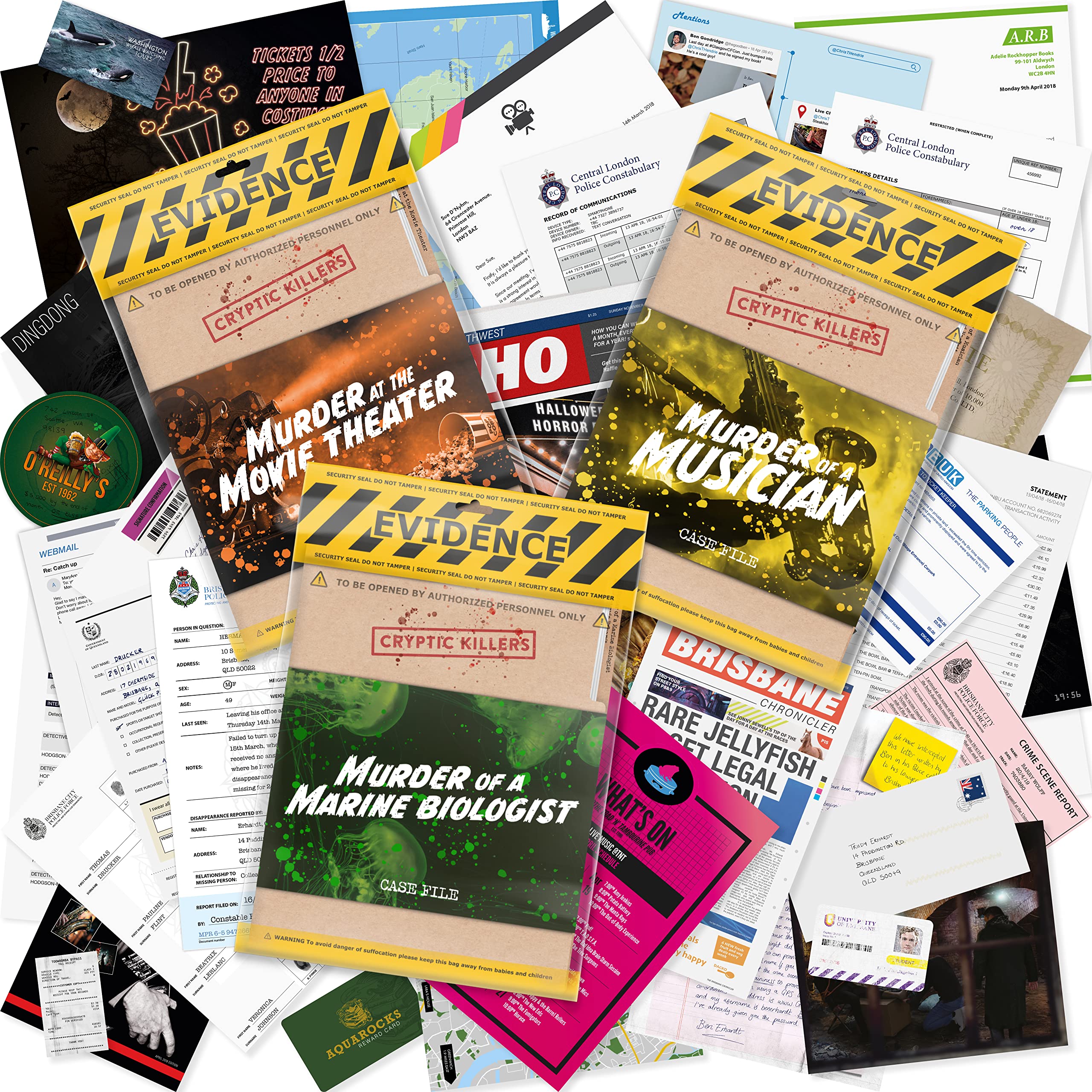 Cryptic Killers Bundle #1 - Unsolved Murder Mystery Game - Cold Case File Invest