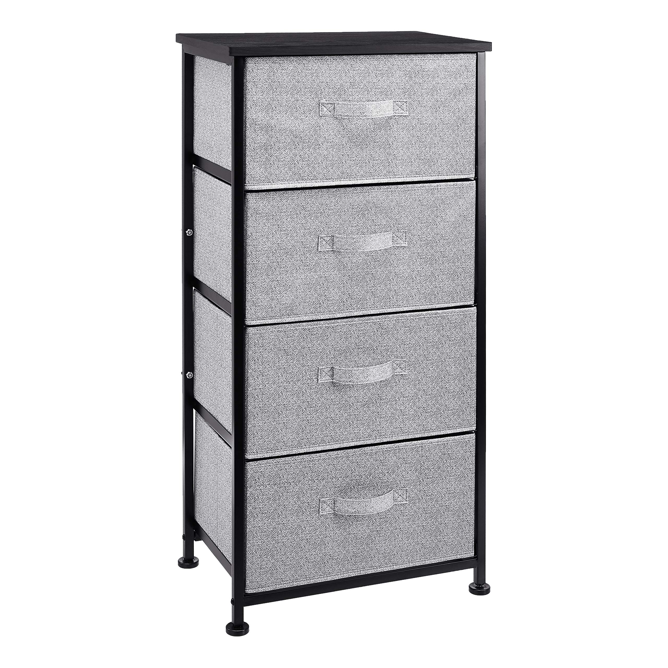 Amazon Basics Fabric 4-Drawer Storage Organizer Unit for Bedroom Closet, Black
