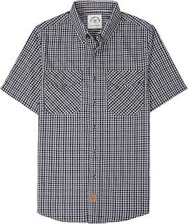 Dubinik® Mens Short Sleeve Button Down Two Pockets Soft Vintage Regular Fit Vintage Fishing Casual Shirts