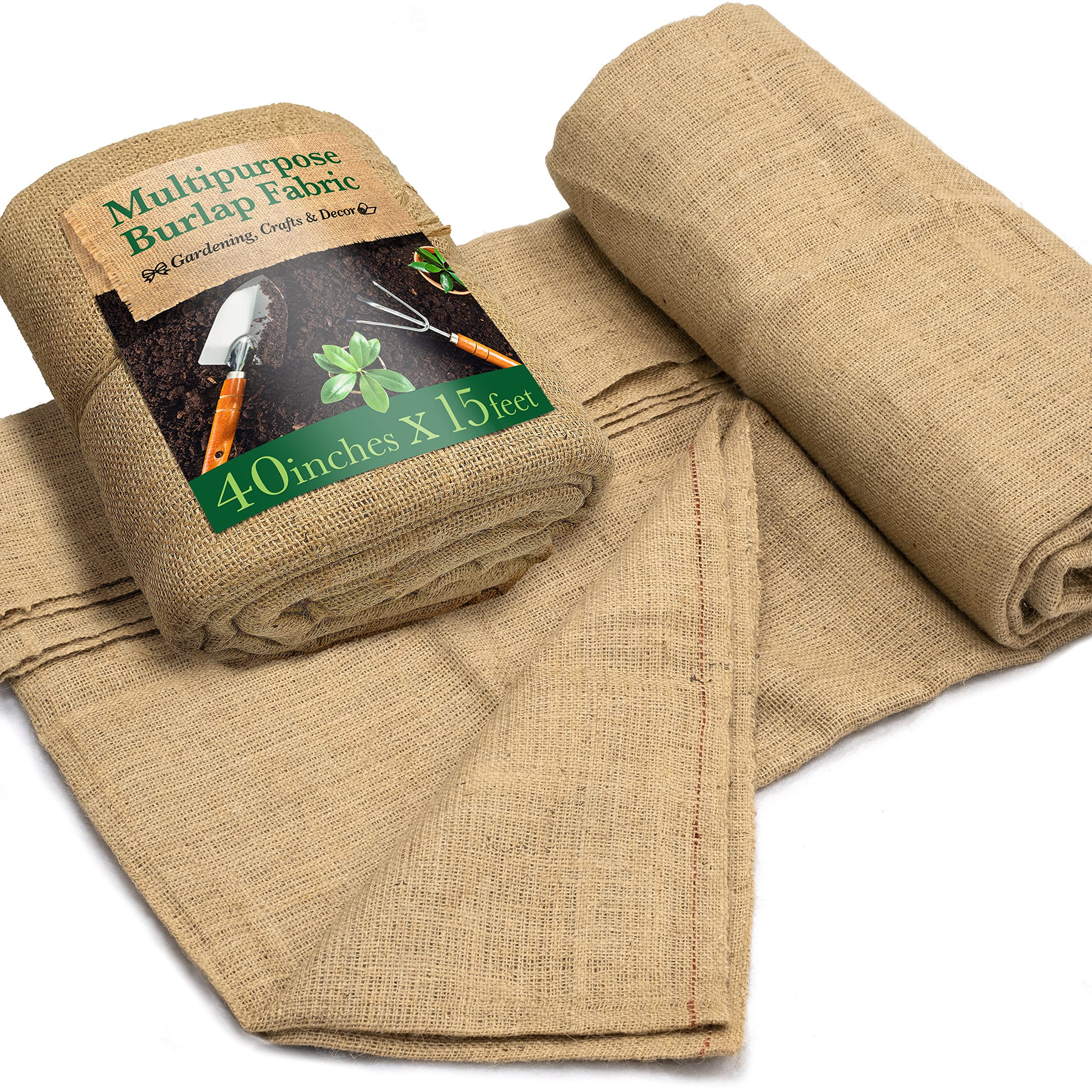 Burloptuous 40 x 15 ft Multipurpose Gardening Burlap Fabric Roll | High Density 